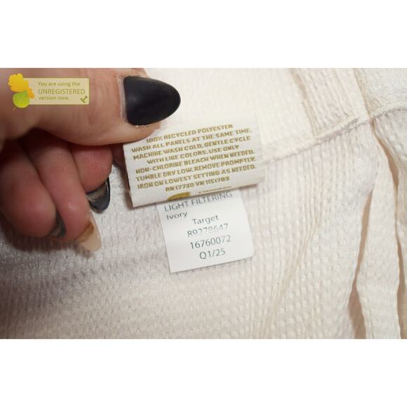 Threshold 34x63" Light Filtering Pebbled Satin Back Tab Curtain Panel Ivory* - Picture 3 of 7